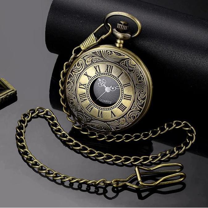 Jam Saku Pocket Watch Unik Vintage Kado Hadiah Ulang Tahun Antik Kuno Vintage Kalung Kenang Kenangan