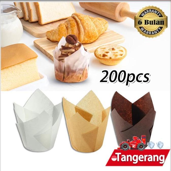 MRI 200pcs Paper Cup Muffin / Kertas Tulip Polos / Alas Bolu Kukus / Cake Case Tulip Kertas Minyak M