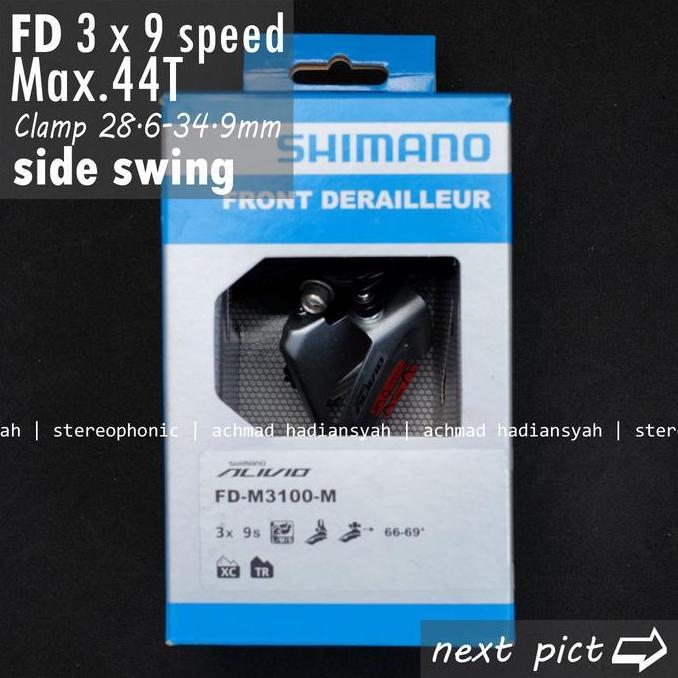 BNIB ORIGINAL SHIMANO FD 3X9SPEED FD 3SPEED ALIVIO FD M3100 3SP FD ALIVIO M3100-M FD-M3100-M FD SIDE