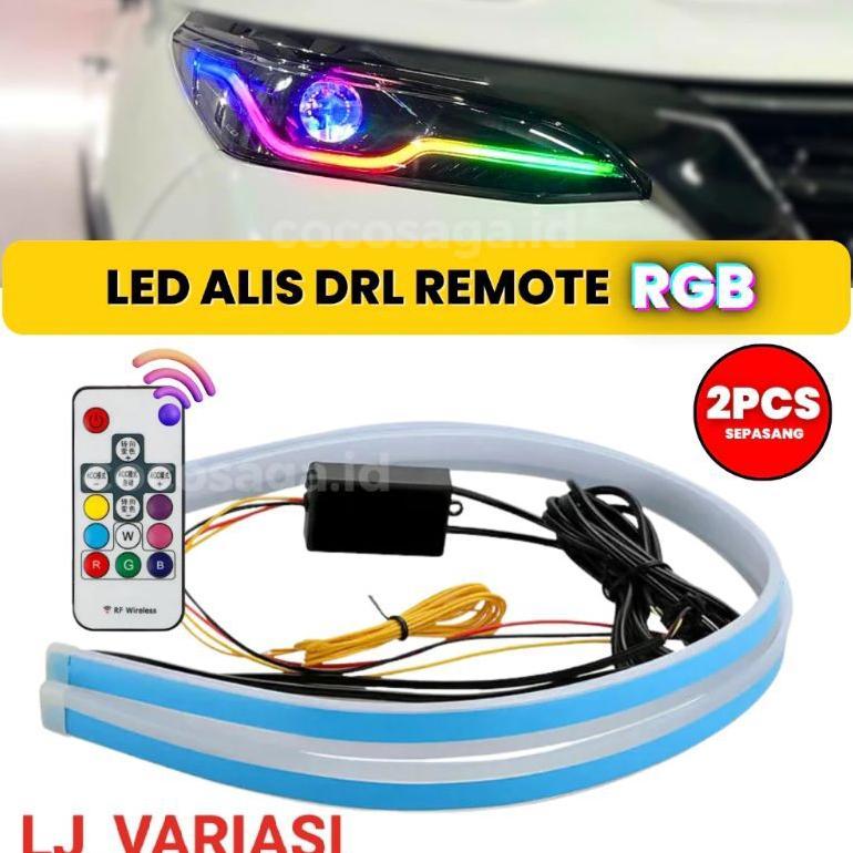 Hemat Lampu Led Alis Rgb Remot 12V Mobil & Motor Led Drl Alis Running Sepasang