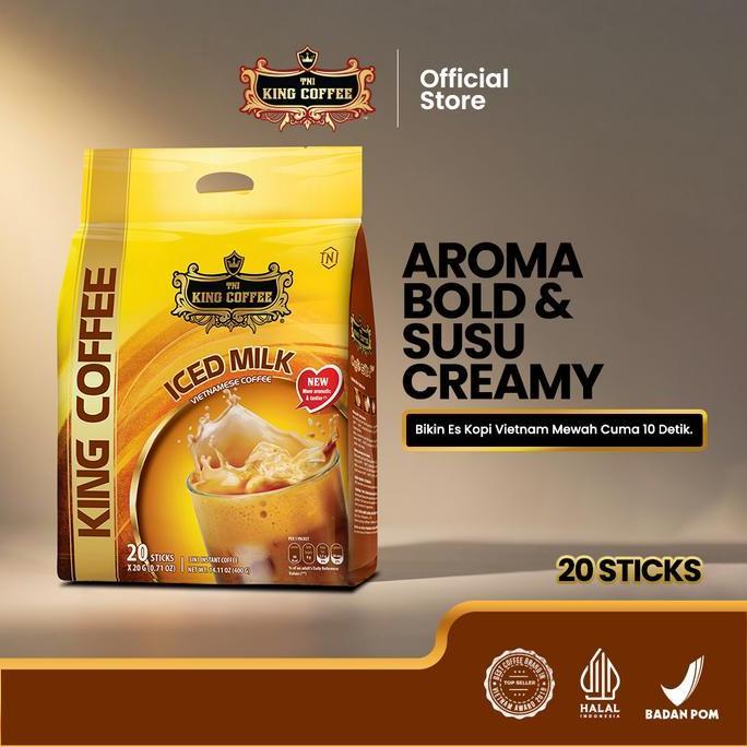Kopi Instan Import Vietnam Tanpa Ampas Iced Milk Trung Nguyen King Coffee Isi 20 Stik - Robusta Crea