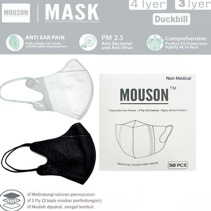 Bebasaja- Duckbill Mouson Masker 4 Lapis / 4 Ply (Isi 50 Pcs)