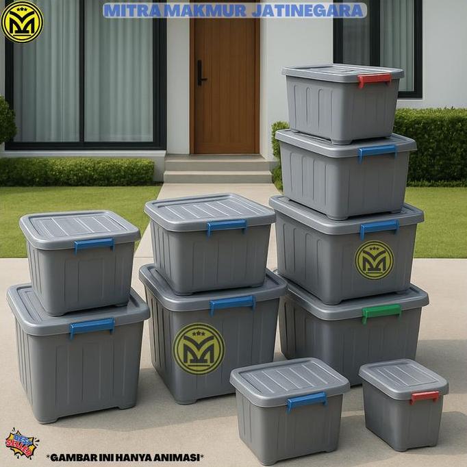 Ohyes- Container Box 60 Liter Silver Cb 60 Mpw Kontainer Box Penyimpanan Roda Plastik