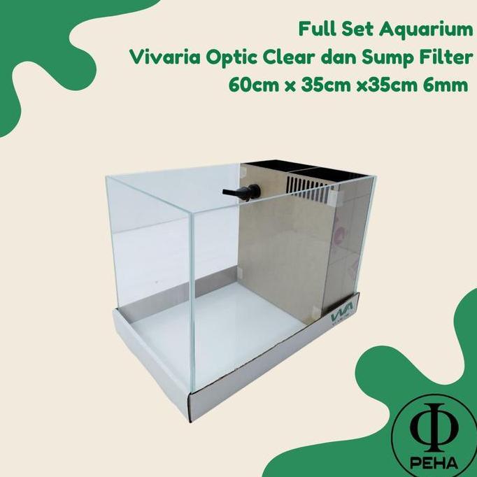 %%%%] Full Set Aquarium Vivaria Optic Clear dan Sump Filter 60cm x 35cm x35cm 6mm + PACKING KAYU