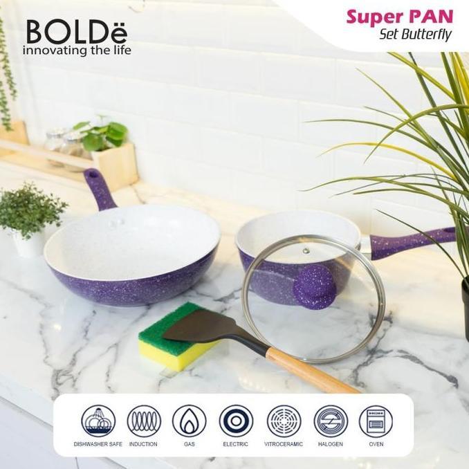 PREMIUM / Bolde Super Pan Granite Set Purple | Super Pan Panci Granite Coating