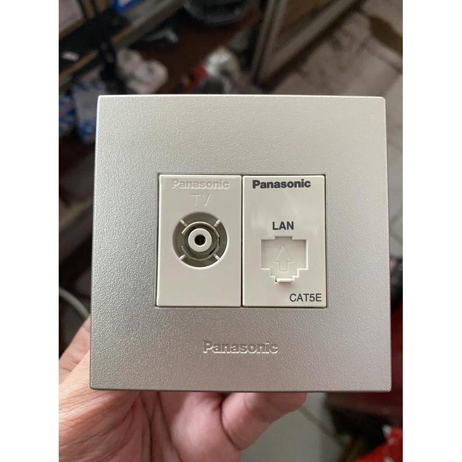 DF43 - Outlet data cat5e dan out let tv antena panasonic SILVER lan cat 5e