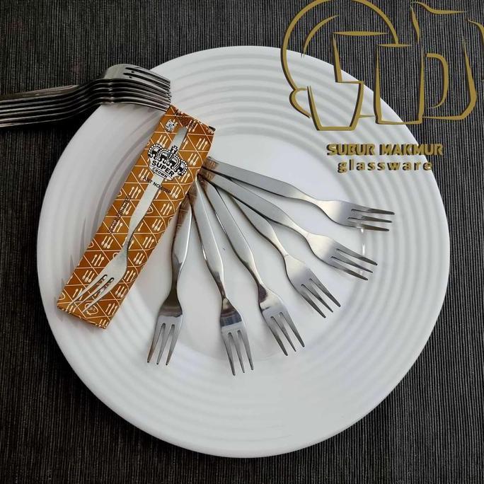 [12 Pcs] Garpu Buah SUPER CROWN (609P) . Kedaung Fruit Dessert Fork LS