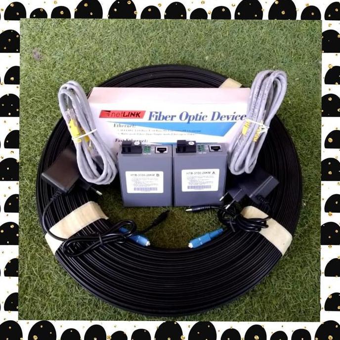 NEW Paket kabel fiber optik 80M 1 seling dan Sepasang NETLINK HTB 3100 tinggal pakai LN