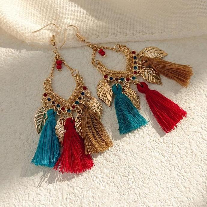 PODAMANS Anting Rumbai Anting Etnik Anting Pantai Vintage Bali Fashion Anting Bohemian Etnik