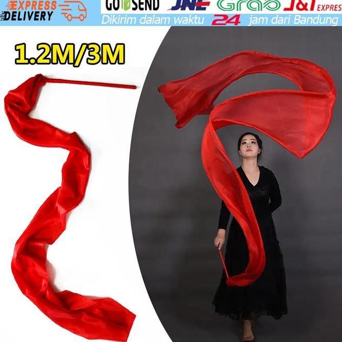 PACHAM Tali Pita Tari Dance Ribbon Red Silk Twirling Streamer Gymnastic Stick