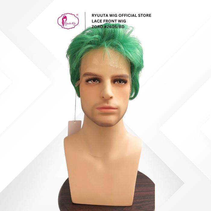 Ryuuta Wig Lace Front Wig Short Man Pria Zoro Cosplay Green