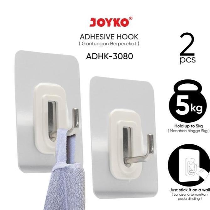 ( 1 SET ISI 2 PCS ) GANTUNGAN DINDING JOYKO ADHK-3080 / Adhesive Hook Tempelan Dinding Joyko ADHK-30