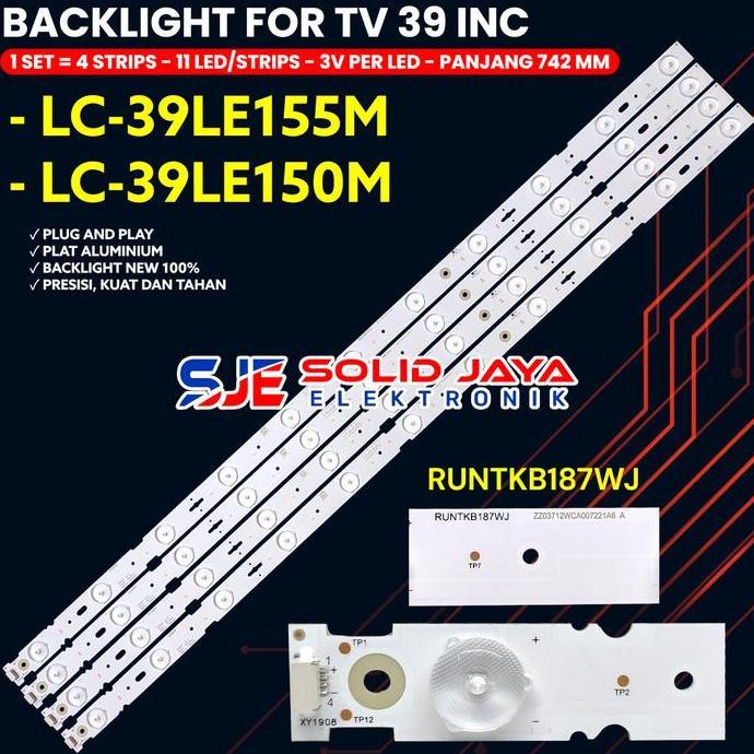 BACKLIGHT TV SHARP 39 INCH LC-39LE155M LC-39LE150M 39LE150 39LE155 39LE LAMPU BL LED RUNTKB188WJ BAR