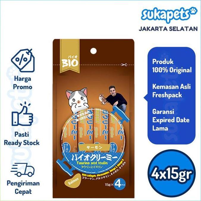 Gato - Bio Creamy Snack Kucing Liquid Salmon 4X15Gr