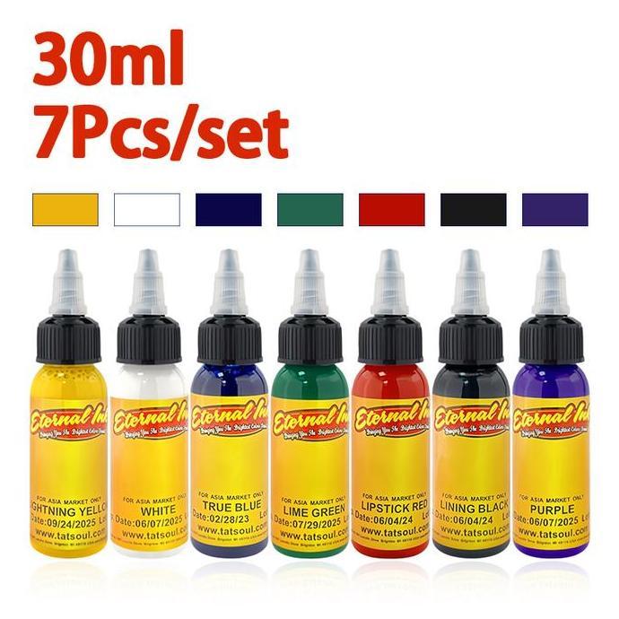 KEWEREM 7 Warna 30ml Tinta Tato Permanen Tato Tinta Set Pigmen Tinta
