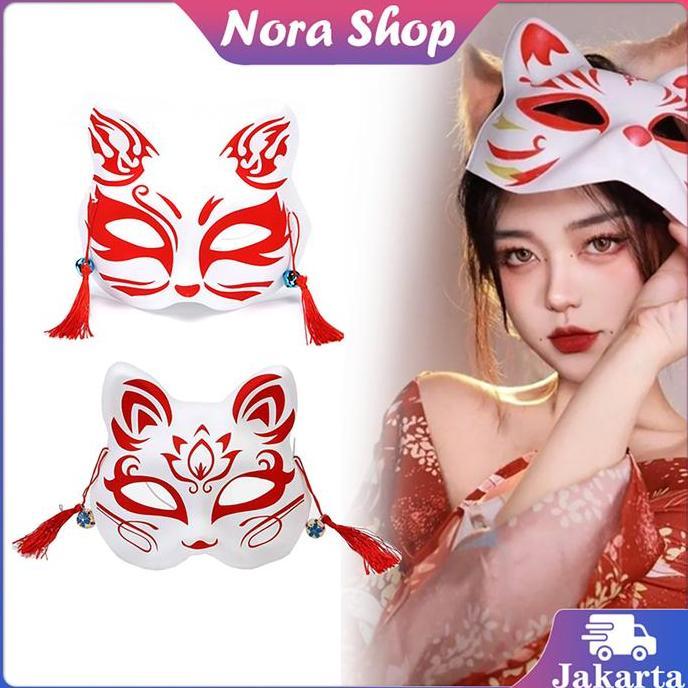 IUMAORI Topeng Kitsune Fox Topeng Rubah Jepang Kitsune Mask Topeng Cosplay Topeng Fox Mask