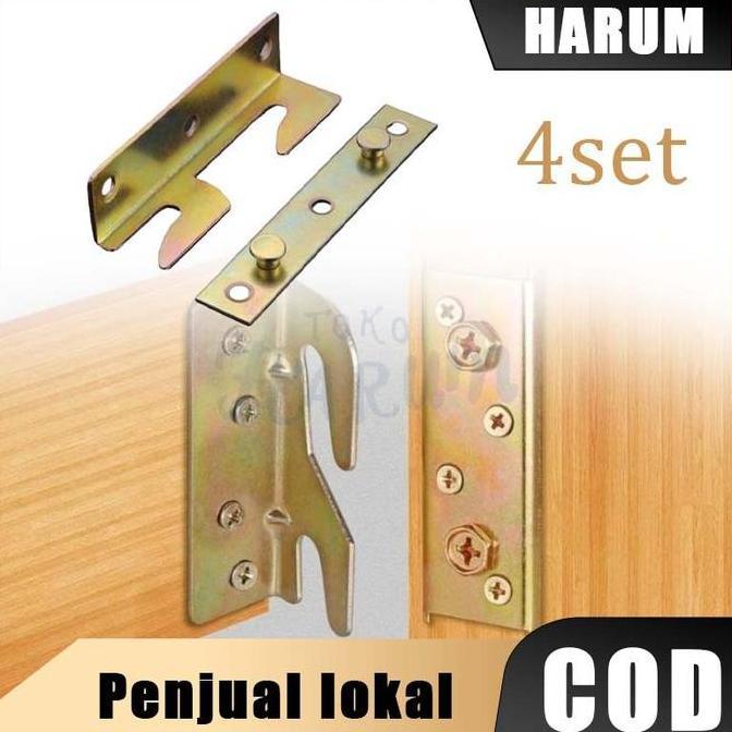 BEZEIN 4pcs Hak Engsel Dipan Bed Hinges Braket Dipan Siku Bed Fitting Hak Ranjang Siku Ranjang Plus 