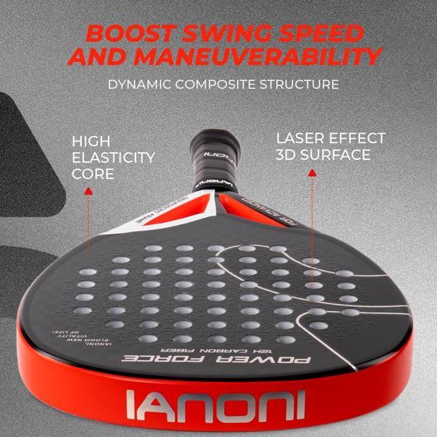 Raket Padel Ianoni Power Force 12k Carbon Power Diamond Shape 3D Surface Intermediate Advance Racket