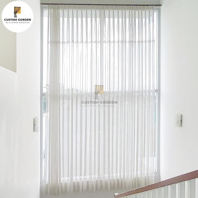 // Vitrase Polos Minimalis Pelapis Gorden Voile Kain Putih Transparan -Cg //