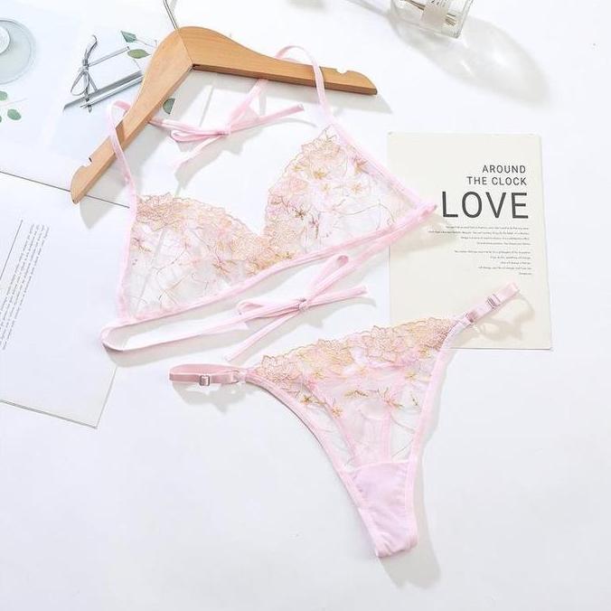 Xie- Set Bikini Lingerie Transparan Tali Bra G String Set Bikini Nita 4A137 Dress
