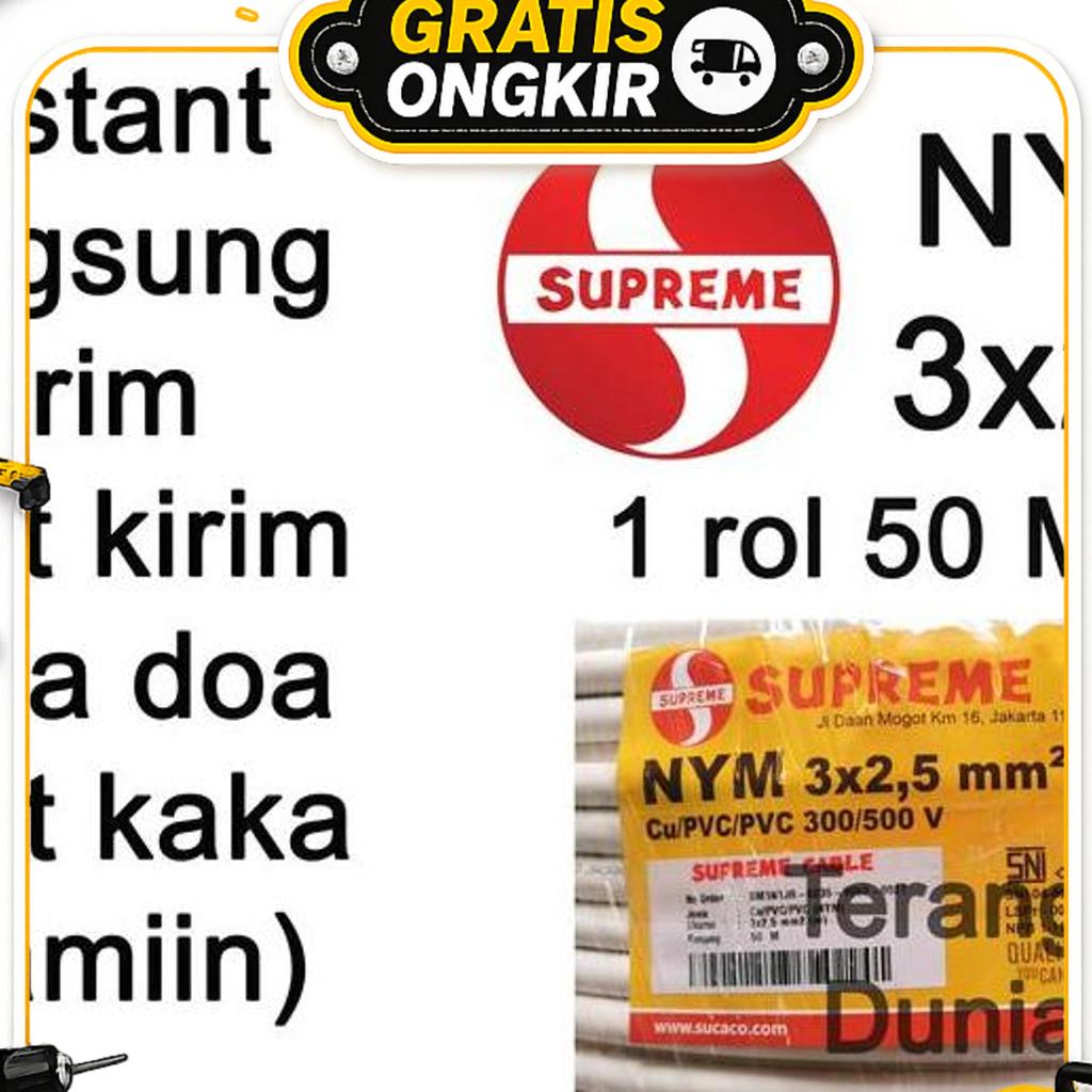 Kabel Supreme 3X2.5 1Rol Kabel 3X2.5 Supreme 1 Rol Supreme 3X2.5 1Rol 50Meter Kabel Tunggal Supreme 