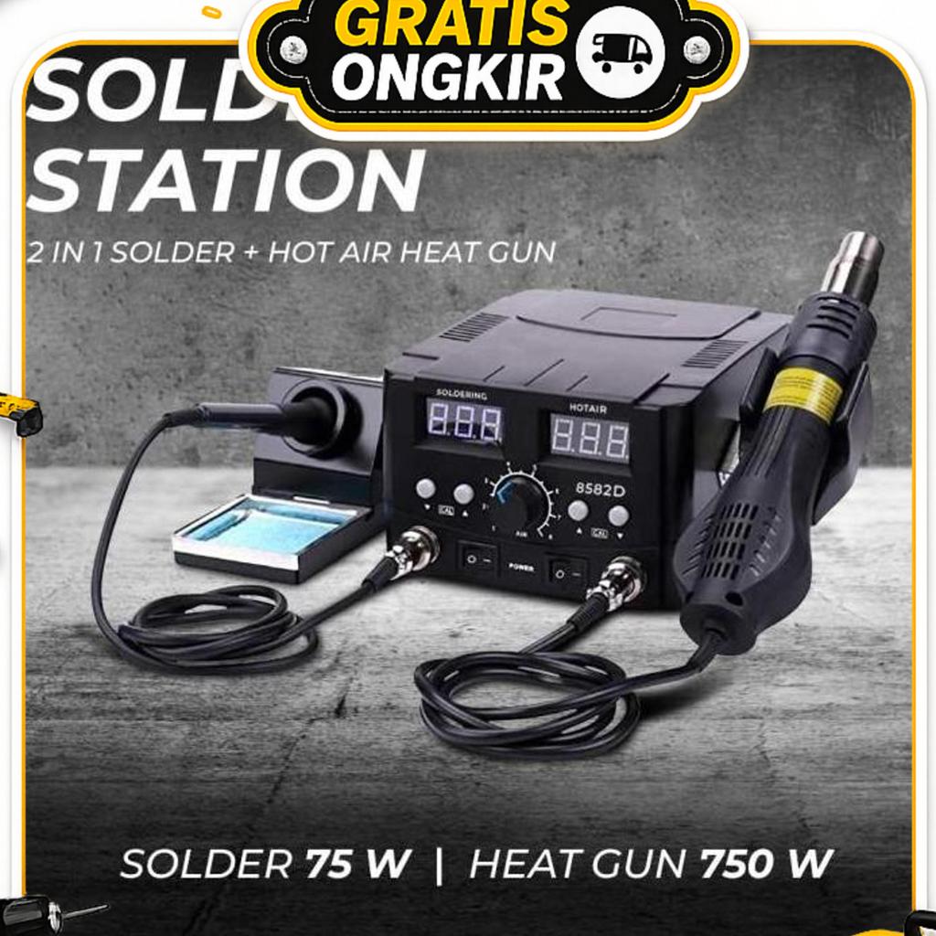Soldering Station 2 In 1 Solder + Hot Air Heat Gun 750W - 8582D