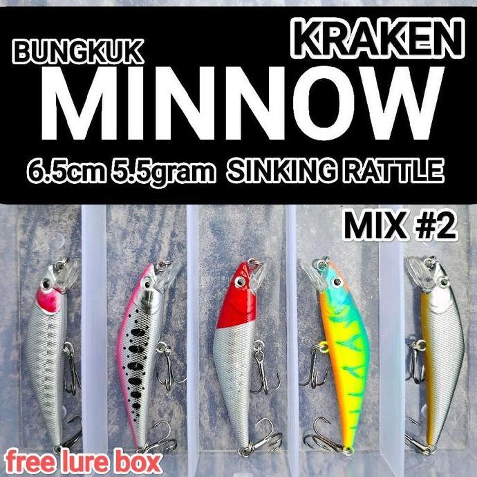NEW paket umpan pancing MINNOW BUNGKUK replika kraken 65S Lure