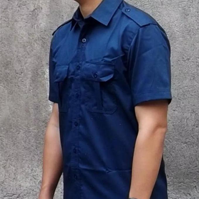 Kemeja PDH PDL Navy Lengan Pendek Seragam Kerja Lapangan Bisa Custom Bordir