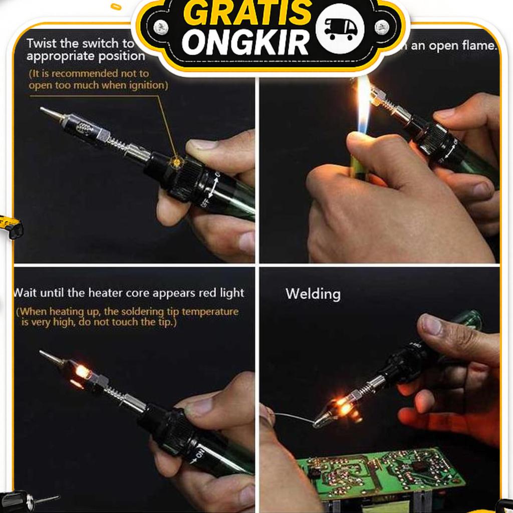 Solder Uap Gas Butane Hot Air Gun Blower Reparasi Timah Ic Pcb Hp Laptop Elektrik Listrik Ac 220V Qu