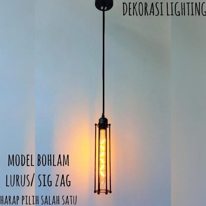 L650 lampu gantung vintage1lampu+ lampu filamen edison LED 6-7W