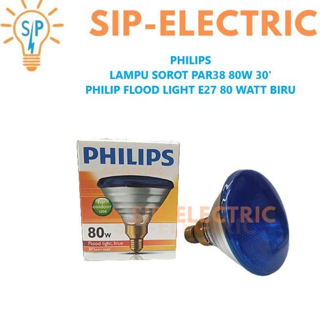 TERBARU - PHILIPS LAMPU SOROT PAR38 80W 30' / FLOOD LIGHT E27 80 WATT BIRU