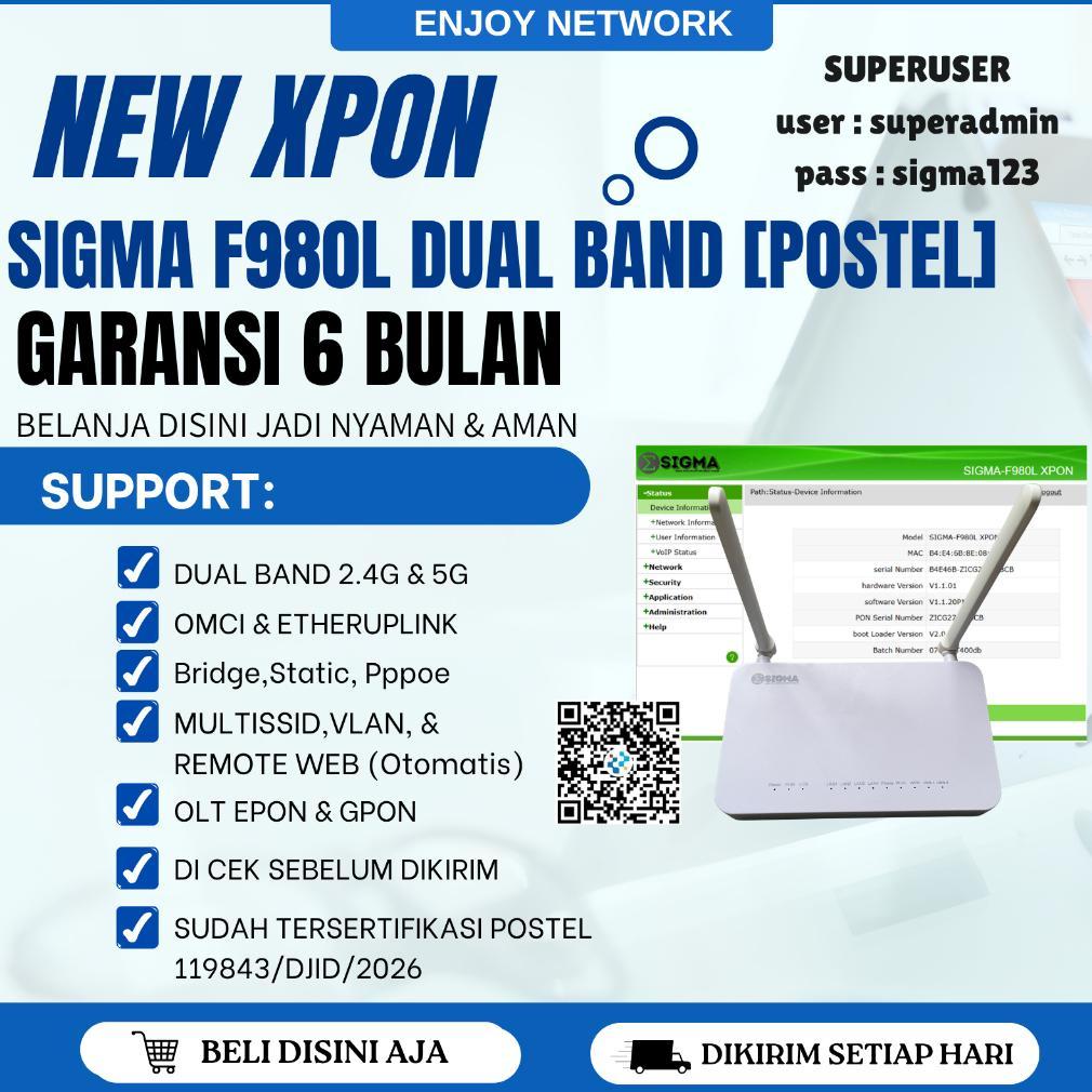 XPON EPON GPON F980L DUAL BAND PRENIUM - DENGAN ADAPTOR