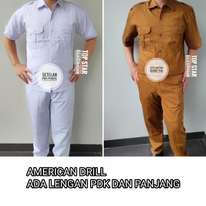 Setelan PDH PDL Kemeja Celana Kerja Dinas Lapangan Net Tv Kantor Drill