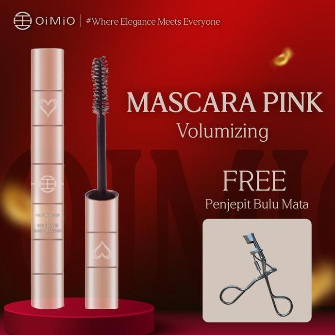 OiMiO Volumizing Pink Mascara FREE PENJEPIT Bulu Mata Lentik Tebal Waterproof Membuat Tebal Tahan La