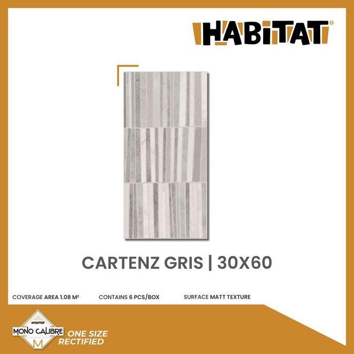 Bestseller- Habitat Cartenz Gris 30x60 Keramik Dinding Batu Alam Milantiles