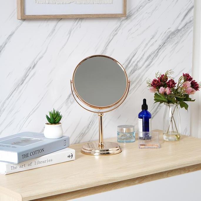 Informa Cermin Rias Meja Pembesaran 2X - Gold Kaca Hias Kaca Dekoratif Makeup Mirror Beauty Mirror V