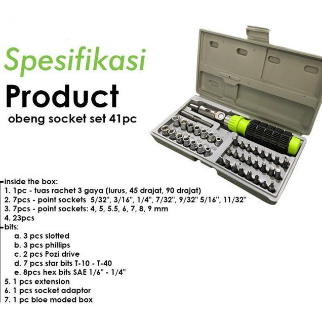 OBENG SOCK SET 41 PCS / KUNCI OBENG SOCKET 41 PCS NANKAI