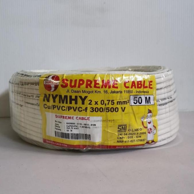 SUPREME KABEL SERABUT NYMHY 2X0.75 PER METER