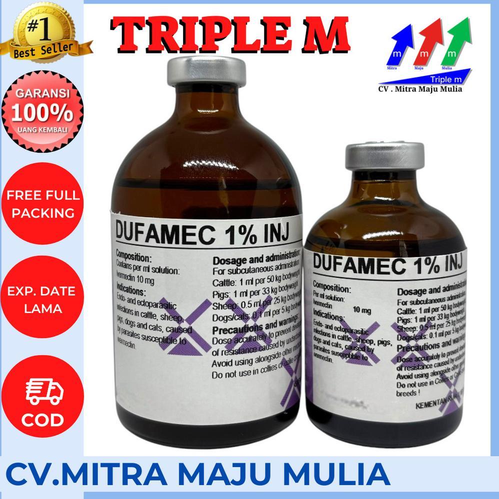 TERLARIS DUFAMEC 1% INJ 50 ML dan 100 ML - Obat Cacing Kutu gudig Scabies Ampuh Sapi Kambing Babi Do