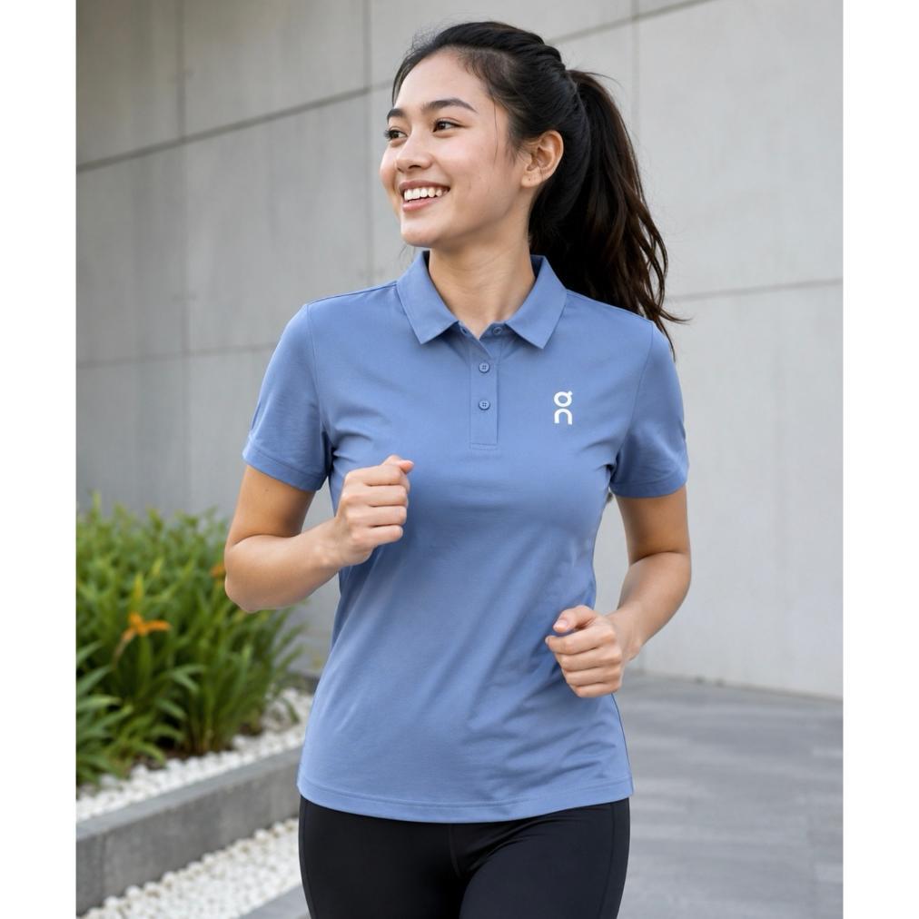 Grade Ori Kaos Polo Wanita Lengan Pendek On Cloud Dry Fit Seamless Icesilk Baju Olah Raga Gym Padel 