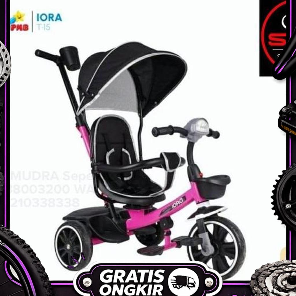 Sepeda Anak Stroller Roda 3 Pmb Iora T15 Jok Putar Musik Murah Bdg