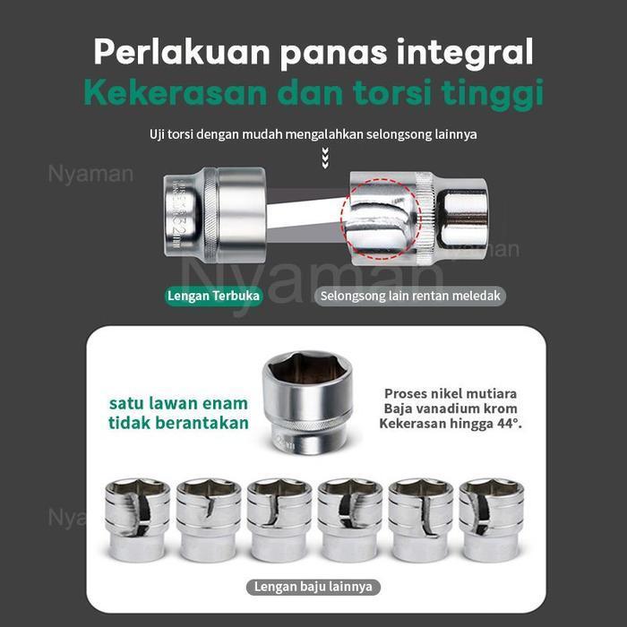 Set Kunci Sok Kunci Socket Set 46 pcs Mobil Motor Lengkap Socket Tool Kit set Pas Ring  Motor Mobil