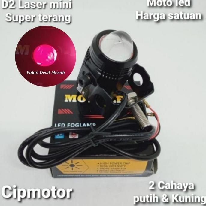Lampu Tembak Foglamp D2 Laser Motoled Mini Driving Putih Kuning Moto Led Devil