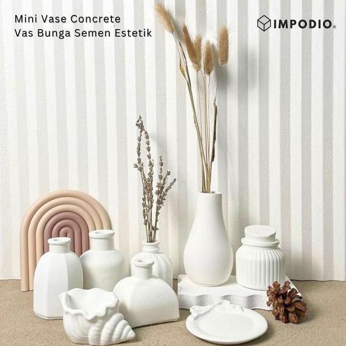 IMPODIO MINI VASE CONCRETE | VAS BUNGA SEMEN ESTETIK & POT TANAMAN KERING | DEKORASI MEJA INDUSTRIAL