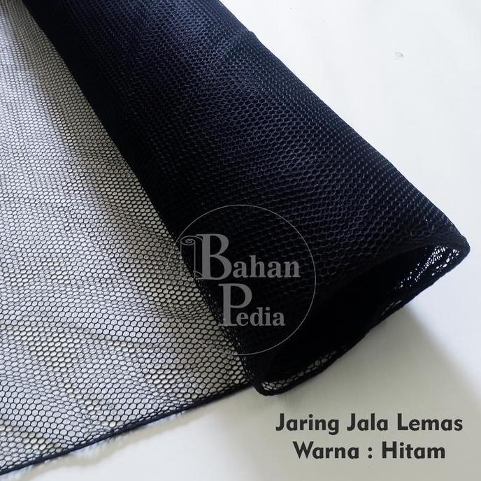 Sora- [Meter] Bahan Jala Tebal Lemas Kain Jaring Lapisan Tas Dompet - Hitam