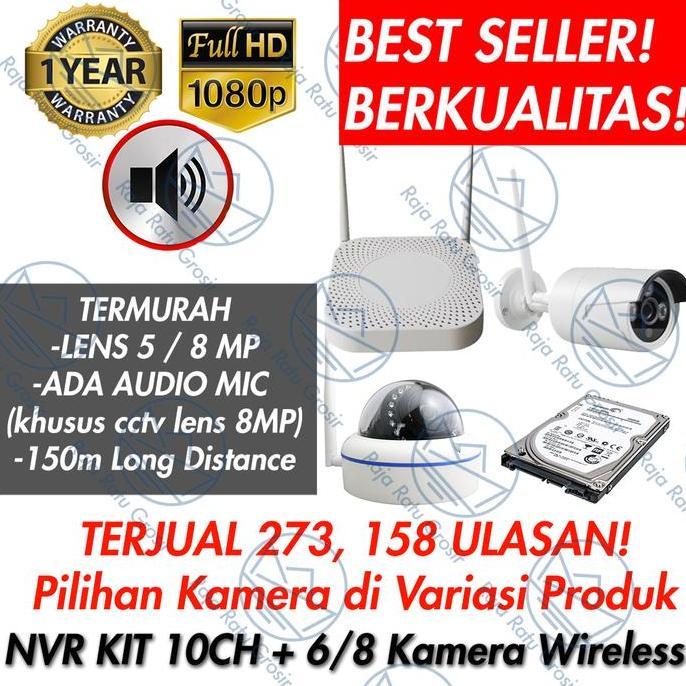 PAKET CCTV NVR KIT 6 KAMERA CCTV FULL WIRELESS / IP CAM CCTV 1080P