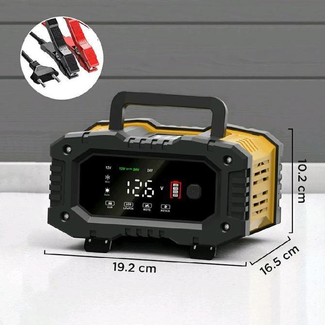 Promo Foxsur Charger Baterai Aki Mobil Motor Portable 10A 150W 12/24V