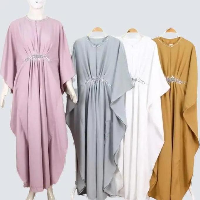 Allaya Kaftan Lebaran (Gamis Mutiara Busana Muslim Wanita) Batwing  Cantik Dress  Pesta Kondangan Fo