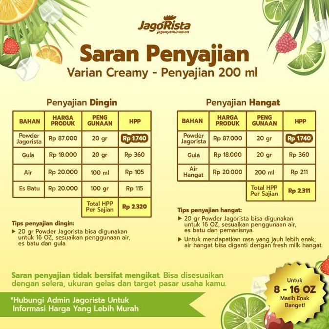 Inikok- Jagorista Bubuk Minuman Rasa Cheese Cake 1 Kg Kualitas Premium