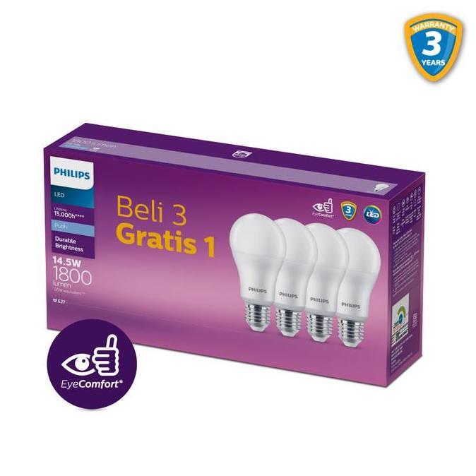 Raizo- Philips Multipack Ledbulb 14.5W E27 6500K 230V Putih A60
